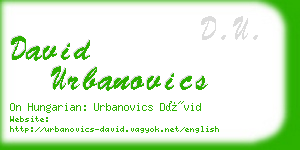 david urbanovics business card